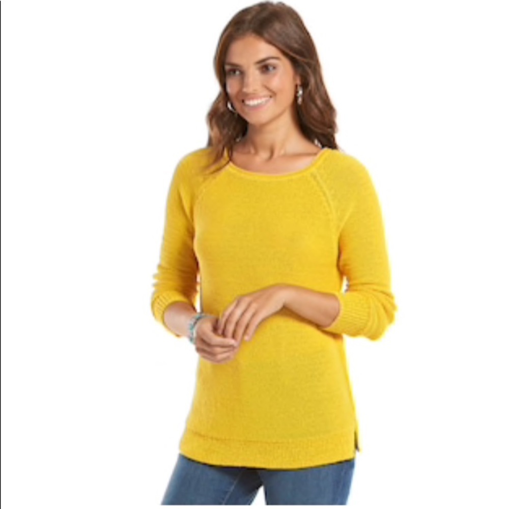 NWT Chaps yellow sweater top long sleeve WINTER